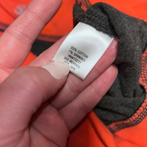 BLING Y2K Fold Over Flare Yoga Legging Pants Hot Salmon Orange Sparkly Heart M - Picture 4 of 9